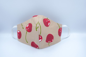 Medical cloth mask isolated on white background, Corona protection, Handmade medical mask isolated. Face mask protection against pollution, virus, flu and Covid-19. Healthcare and surgical concept. 