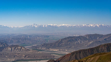 Panoramic Scene Toguz Toro Pass Kyrgyzstan