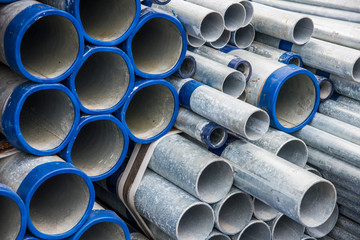 many size of steel pipes, construction material