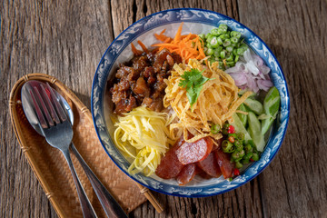 Rice seasoned with shrimp paste.