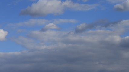 Fluffy clouds of the spring sky. Cold sky with clouds.