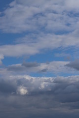 Fluffy clouds of the spring sky. Cold sky with clouds.