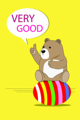 teddy bear with balloons  on yellow background