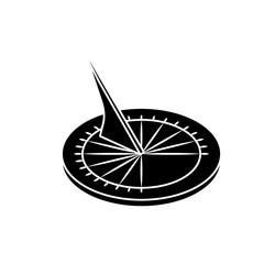 Black old sundial icon. Ancient clock vector silhouette for web design isolated on white background. - obrazy, fototapety, plakaty