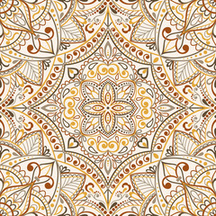 Seamless background  Eastern style. Mandala ornament. Arabic  Pattern. Elements of flowers and leaves. Vector illustration. Use for wallpaper, print packaging paper, textiles