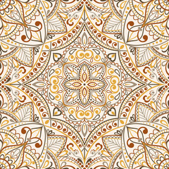 Seamless background  Eastern style. Mandala ornament. Arabic  Pattern. Elements of flowers and leaves. Vector illustration. Use for wallpaper, print packaging paper, textiles