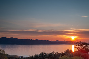 Sunset over the Gulf of Saint Florent, Corsica