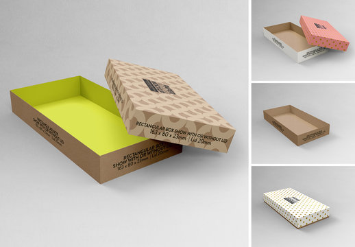Small Rectangular Box and Lid with 2 Views Mockup