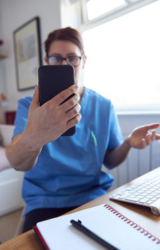 Telemedicine Concept, Virtual Nurse Using Mobile Phone