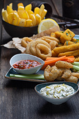 shrimps and onion rings