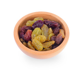Raisins isolated on white background.