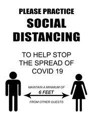 Maintain Social Distancing to Help Stop the Spread of COVID-19 - Illustration Poster