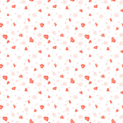 pattern drawing, red hearts on a white background