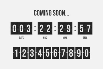 Coming soon countdown timer vector illustration