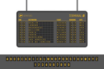 Departures airport info panel vector illustration