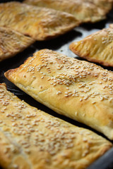 homemade meat patties on the baking sheet
