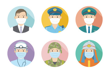 マスクを着用している働く男性人物アイコン02