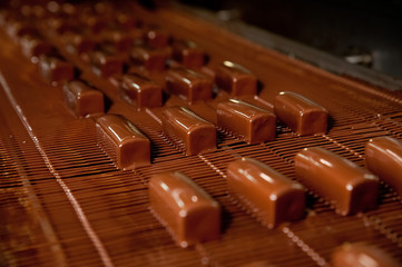 The production of sweet cottage cheese covered with chocolate   