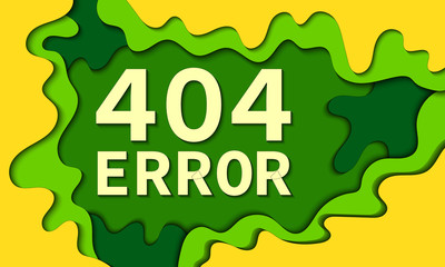 404 error page. Paper cut vector illustration