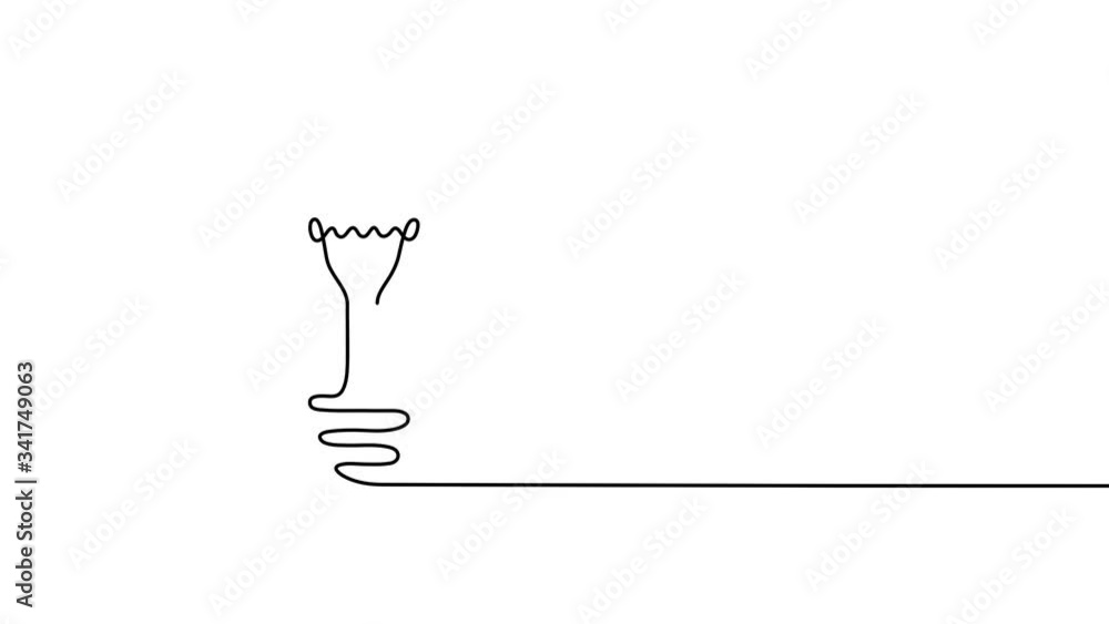Aufkleber continuous one line drawing of electric light bulb. concept of idea emergence. 4k video animation wi