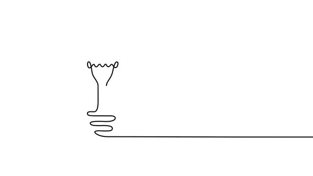 Continuous one line drawing of electric light bulb. Concept of idea emergence. 4K video animation with alpha channel.