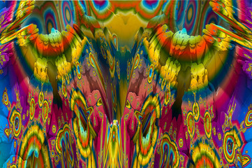 3D render. Fractal image of a 3D object. Fractal landscape. A colorful computer-generated image. The fractal background. Textures for the design. Abstract painting.