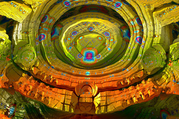 Obraz premium 3D render. Fractal image of a 3D object. Fractal landscape. A colorful computer-generated image. The fractal background. Textures for the design. Abstract painting.