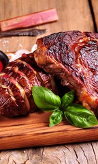 raw meat on a wooden board