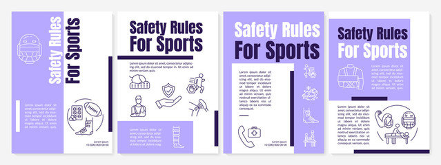 Safety sport rules, healthcare activity brochure template. Flyer, booklet, leaflet print, cover design with linear icons. Vector layouts for magazines, annual reports, advertising posters
