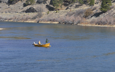 Fisherman on the Missouri River on a cold spring day.