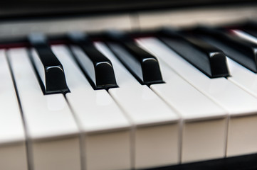Piano keys close up