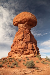 Balanced Rock viewed from Balanced Rock Trail in Arches National Park, Utah