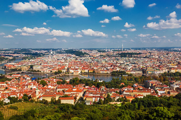 Fototapeta na wymiar Top view of Prague, panorama. Czech Republic