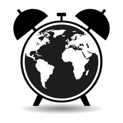 illustration of a globe in the form of a clock on a white background.
