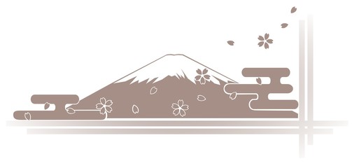 Fototapeta na wymiar 富士山と桜と伝統的な和風の模様