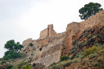 View to the wall of old Sagunto castle, Spain