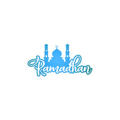 ramadhan kareem mosque logo concept. Marhaban ya Ramadhan islamic greeting vector design