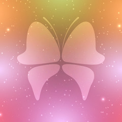 Abstract image of a butterfly on a bright multi-colored background. Illustration.