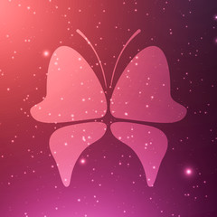 Abstract image of a butterfly on a bright multi-colored background. Illustration.