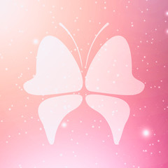 Abstract image of a butterfly on a bright multi-colored background. Illustration.