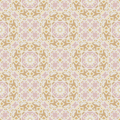 Creative color abstract geometric pattern in pink and yellow, vector seamless, can be used for printing onto fabric, interior, design, textile, pillows.