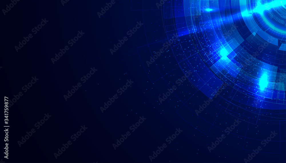 Poster abstract hi-tech communication background with hud elements circle digital futuristic blue color gra