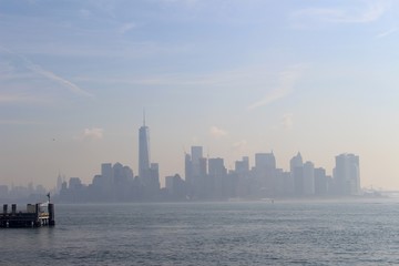 Fototapeta na wymiar NYC Skyline from Statue of Liberty