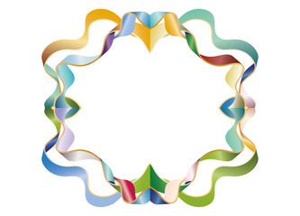 leerer Rahmen aus bunt schimmernden Bänder