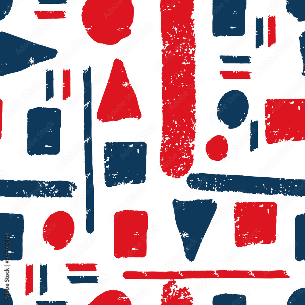 Poster classic blue and red figures repeat pattern print background design