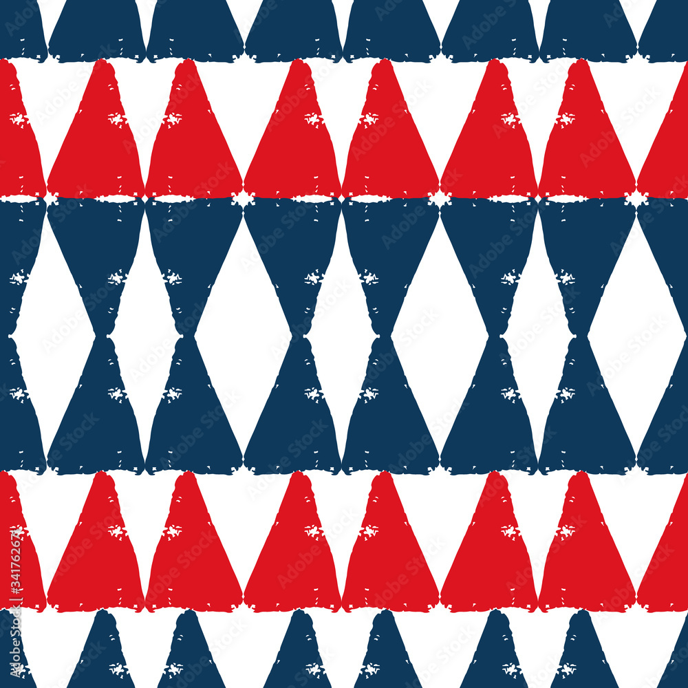 Poster classic blue and red figures repeat pattern print background design