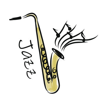 Jazz music instrument hand drawing vector