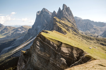 seceda mountain peaks in the dolomites