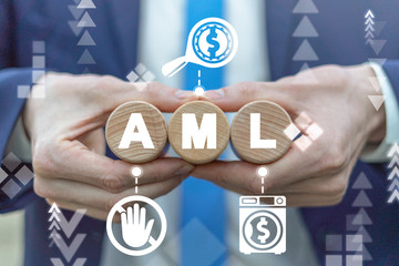 AML Anti Money Laundering Business Financial Crime Concept. Finance Launder Washing Illegal...