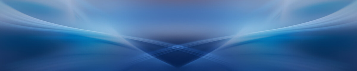 Futuristic, abstract translucent wavy and glowing lines on a gradient blue background. Sci fi, corporate or tech effect.
